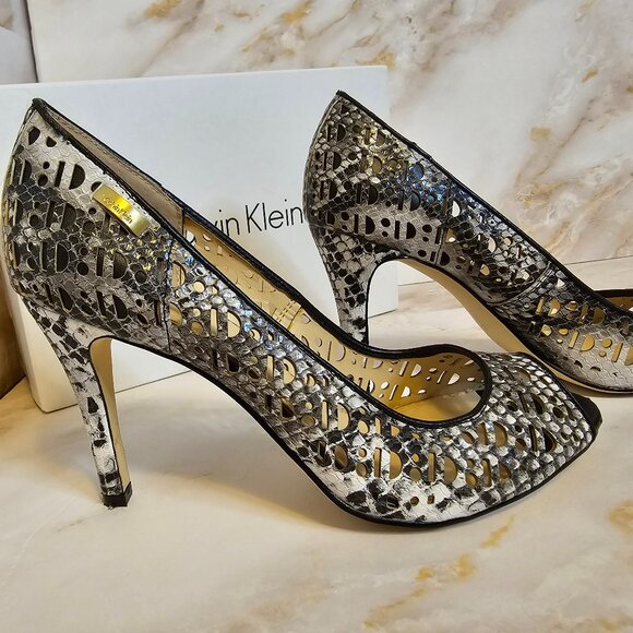 Calvin Klein Karinah Snake Print Heels with Cutouts, Size 7 - Picture 2 of 7